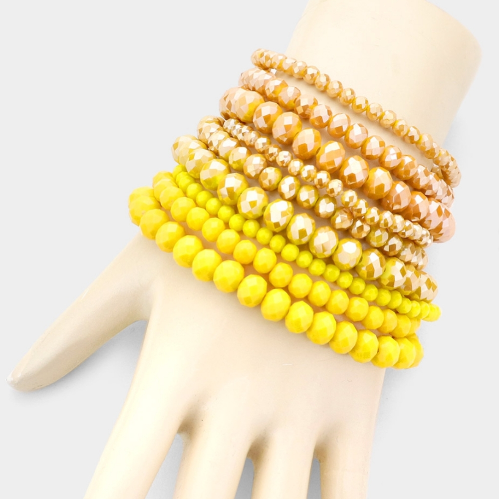 💥Yellow 9 pcs Beaded Bracelets